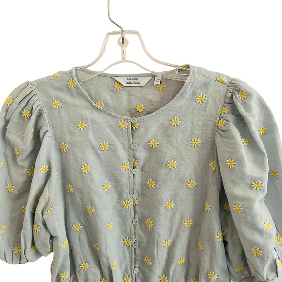 & Other Stories Puff Sleeve Cotton Linen Blouse Top Size 36 S - Picture 3 of 4